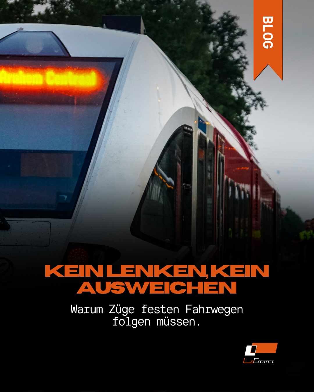 Das Bild zeigt eine Straßenbahn von vorne, symbolisch für: Warum Züge nicht einfach ausweichen